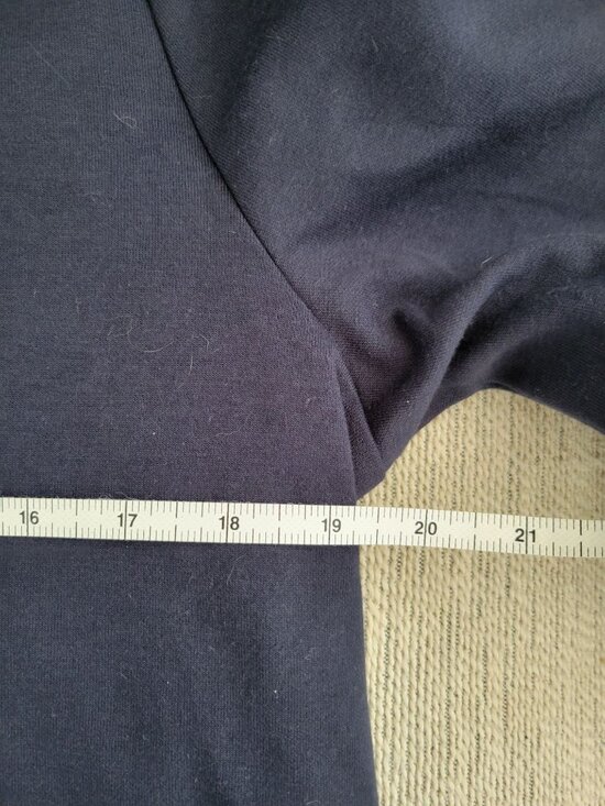 Tuckernuck Pomander Place Navy French Terry Dress size Large Preppy Ruffled - Picture 9 of 10